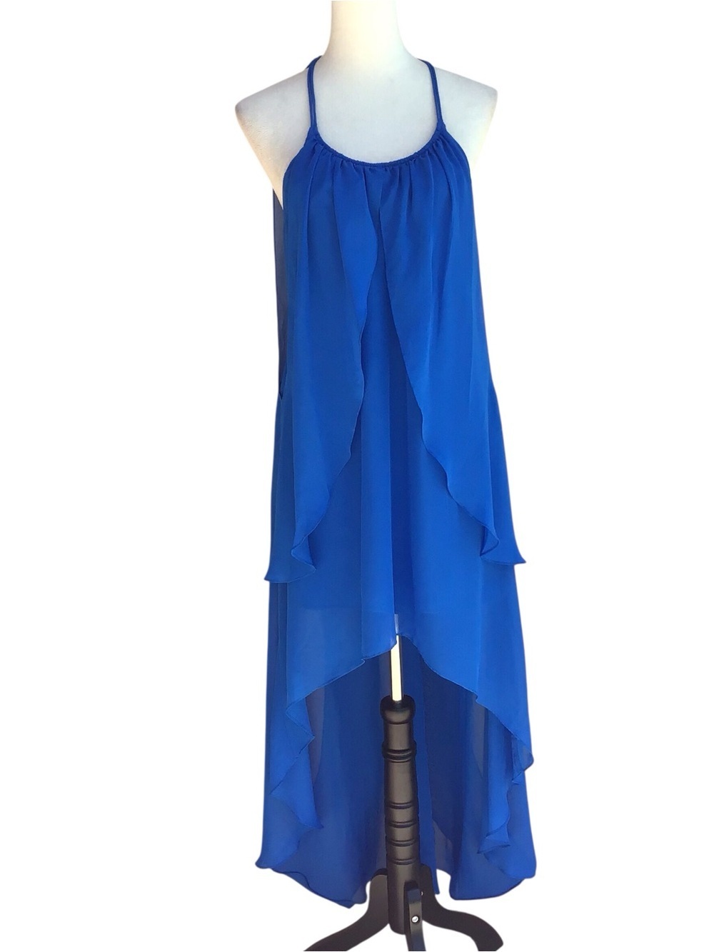 Cache Blue Draped Halter Dress